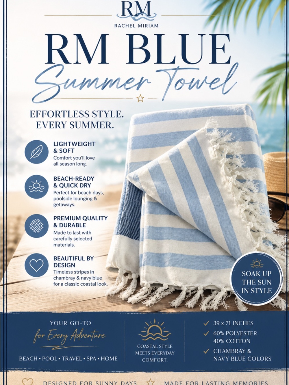 RM Blue Summer Towel